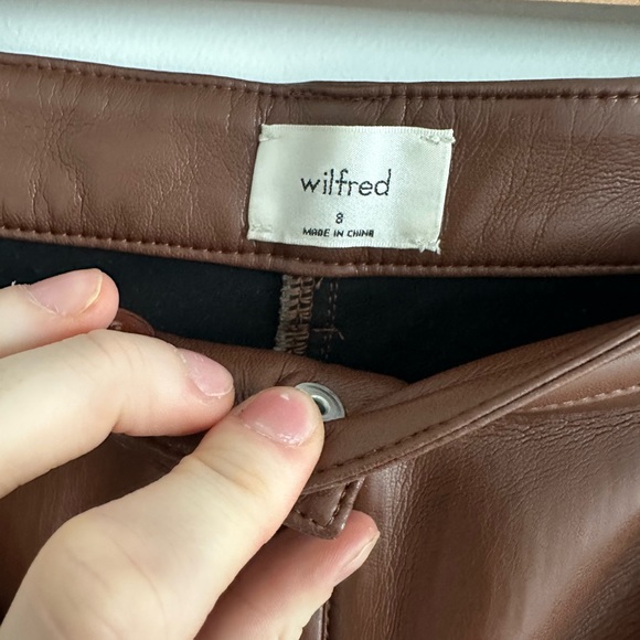 Wilfred by Aritzia “Melina” brown vegan leather pants, size 8, super soft. - Picture 2 of 2